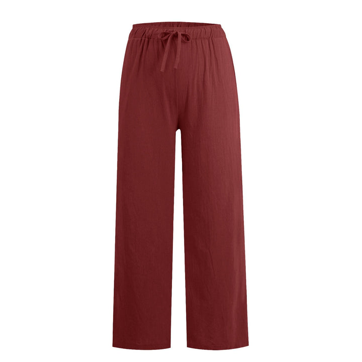 Pantalon large en coton et lin Olivenorma pour femme