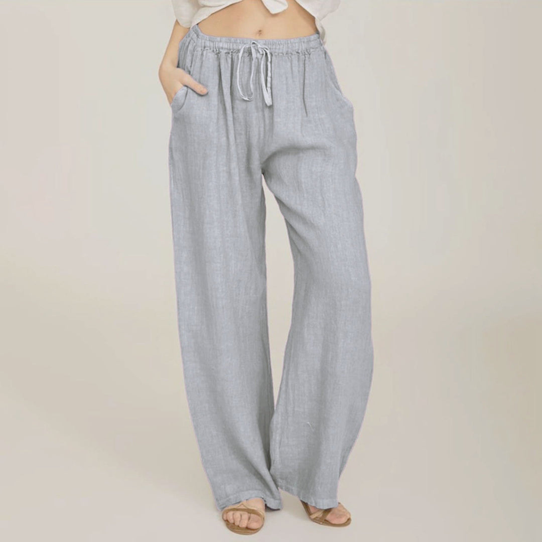 Pantalon large en coton et lin Olivenorma pour femme