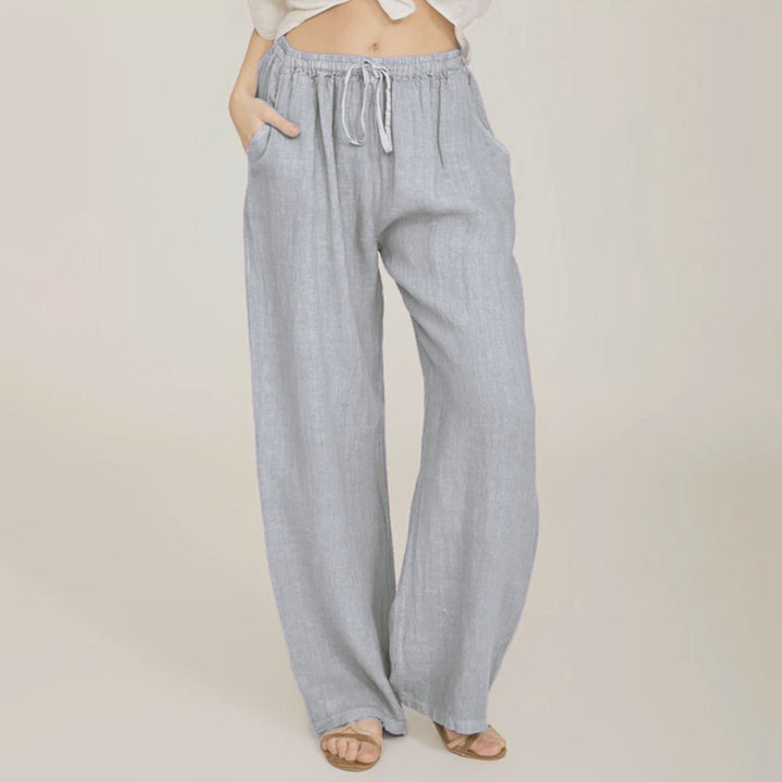 Pantalon large en coton et lin Olivenorma pour femme