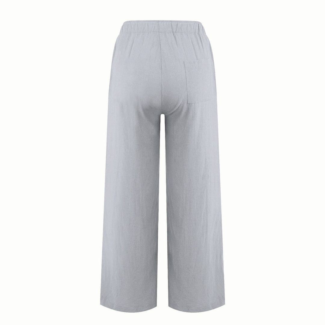 Pantalon large en coton et lin Olivenorma pour femme