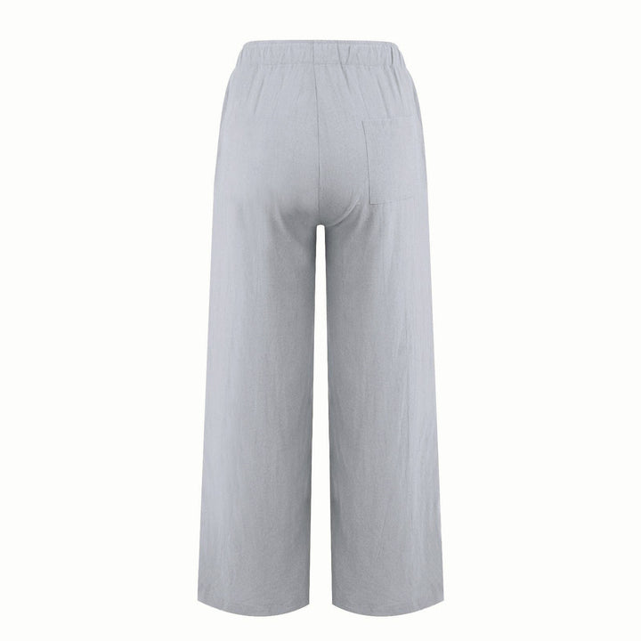 Pantalon large en coton et lin Olivenorma pour femme