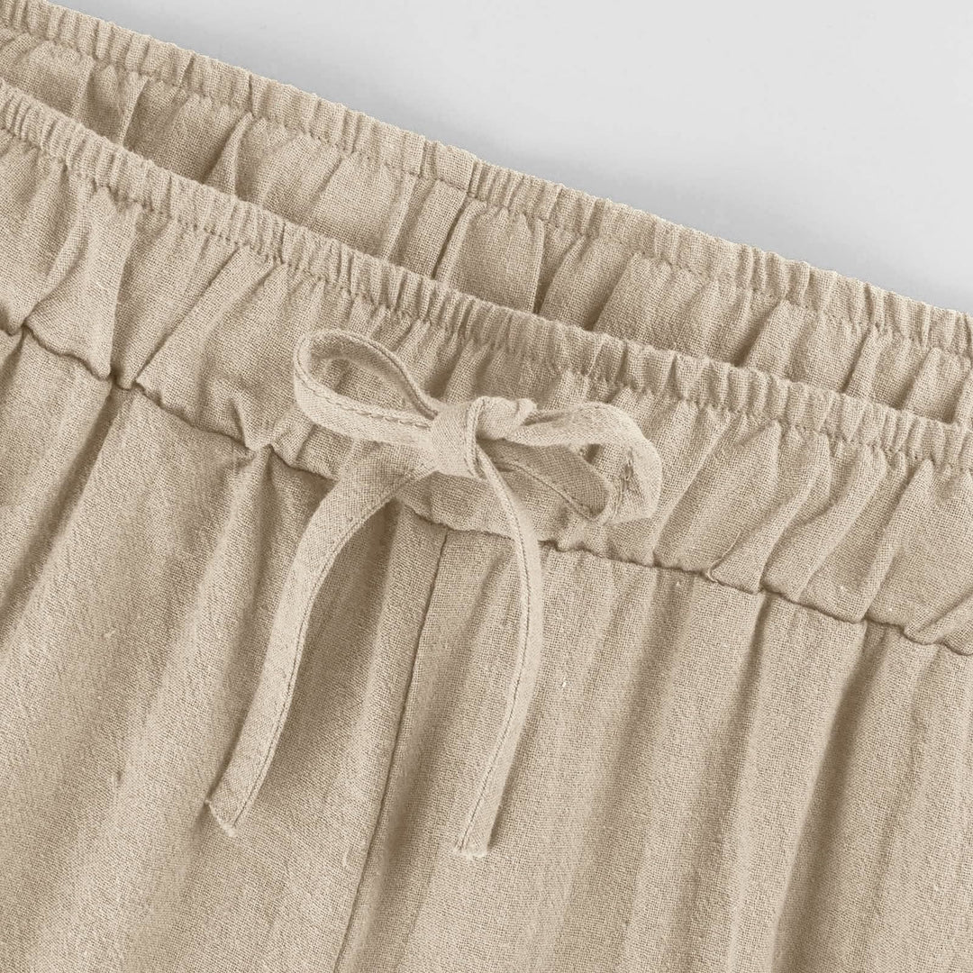 Pantalon large en coton et lin Olivenorma pour femme