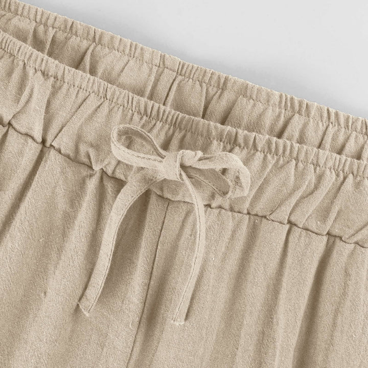 Pantalon large en coton et lin Olivenorma pour femme