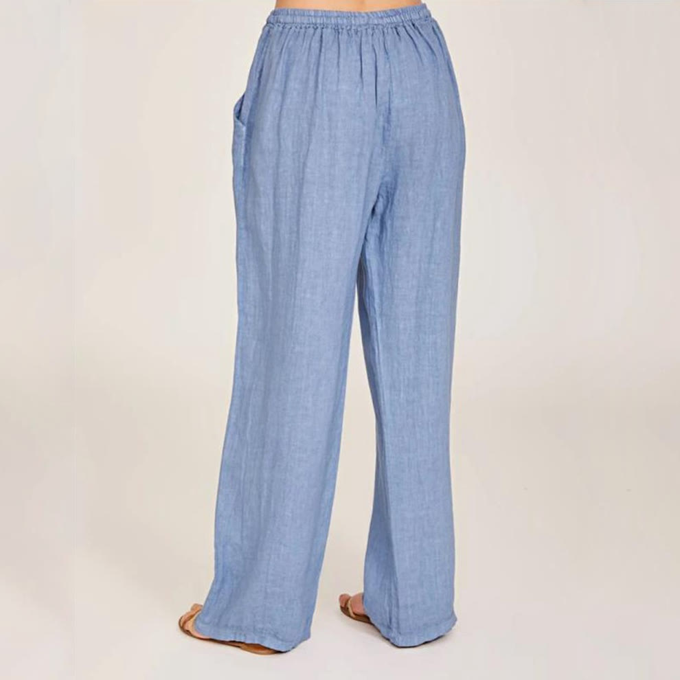 Pantalon large en coton et lin Olivenorma pour femme