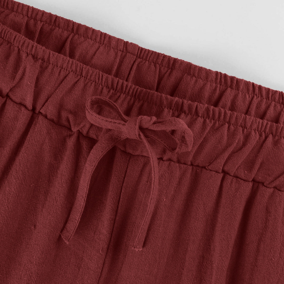 Pantalon large en coton et lin Olivenorma pour femme