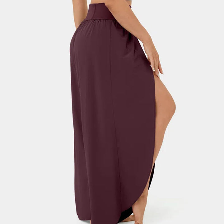 Pantalon de yoga Olivenorma pour femme, coupe ample, fente, jambes évasées, taille élastique, confortable, souple et élégant - image 19