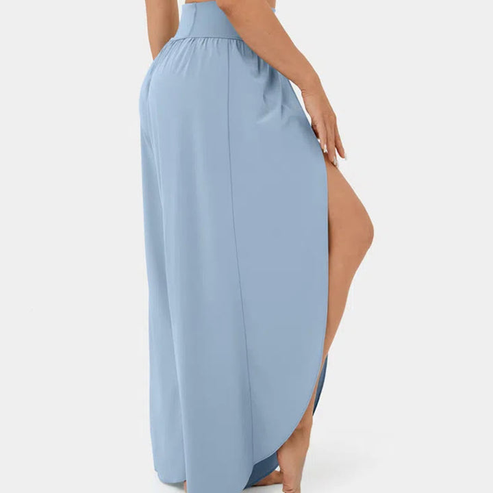 Pantalon de yoga extensible à fentes et coupe ample pour femme Olivenorma
