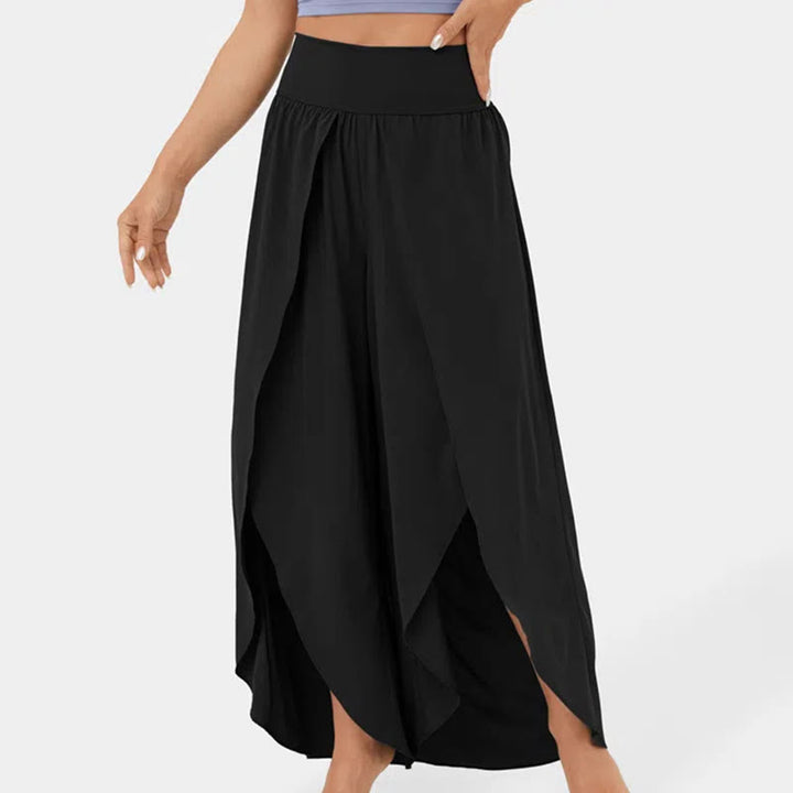 Pantalon de yoga extensible à fentes et coupe ample pour femme Olivenorma