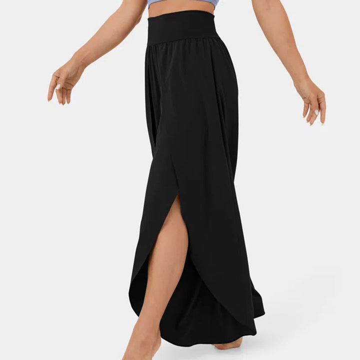 Pantalon de yoga extensible à fentes et coupe ample pour femme Olivenorma