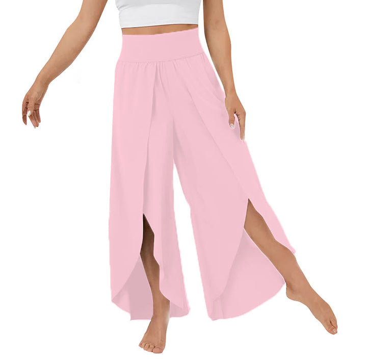 Pantalon de yoga extensible à fentes et coupe ample pour femme Olivenorma