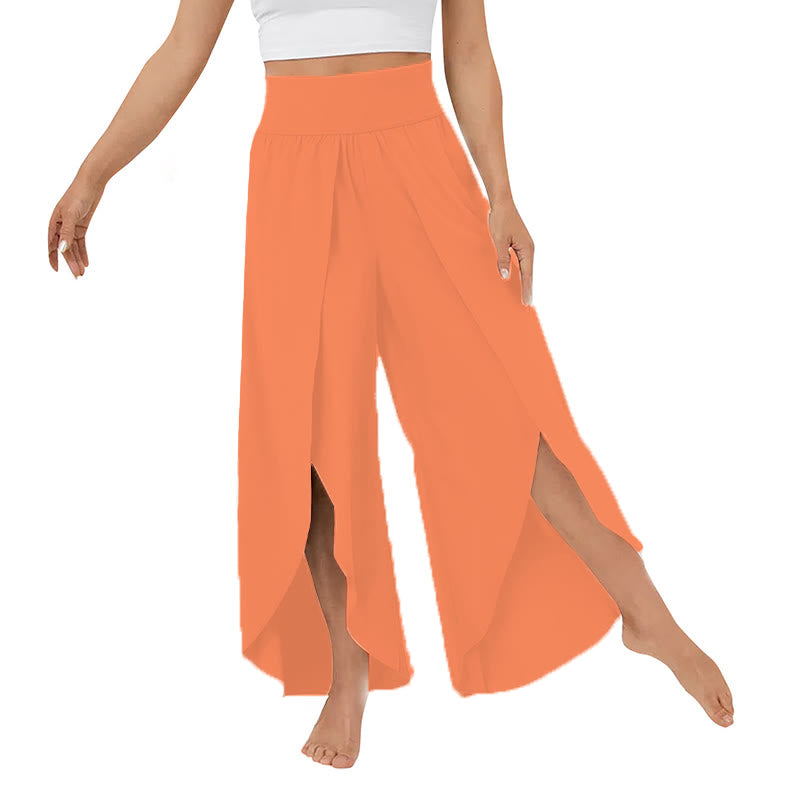 Pantalon de yoga extensible à fentes et coupe ample pour femme Olivenorma