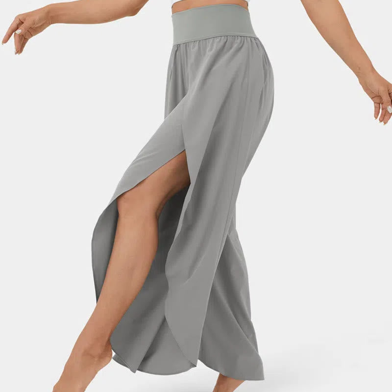 Pantalon de yoga extensible à fentes et coupe ample pour femme Olivenorma
