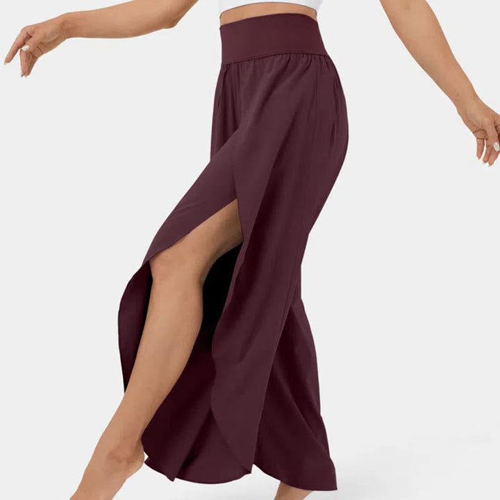 Pantalon de yoga extensible à fentes et coupe ample pour femme Olivenorma