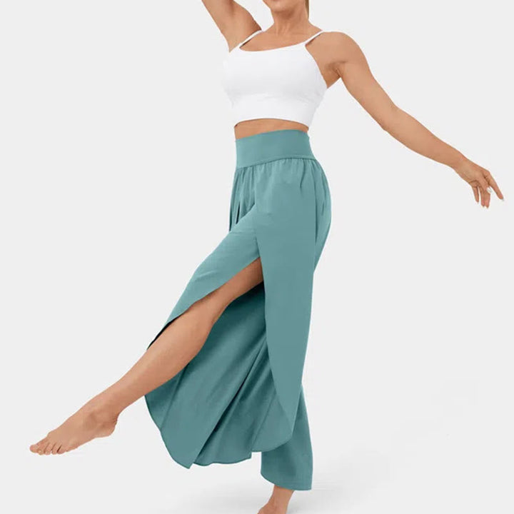 Pantalon de yoga Olivenorma pour femme, coupe ample, fente, jambes évasées, taille élastique, confortable, souple et élégant - image 2