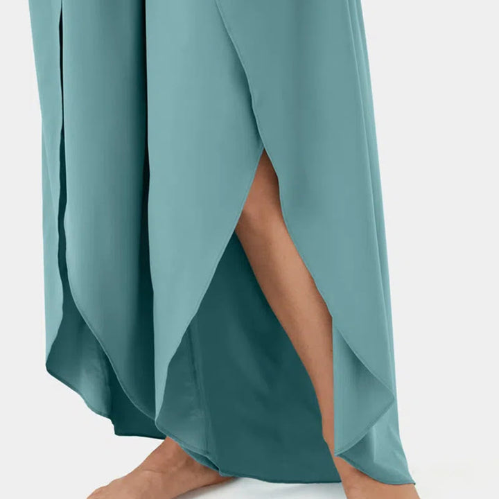 Pantalon de yoga extensible à fentes et coupe ample pour femme Olivenorma