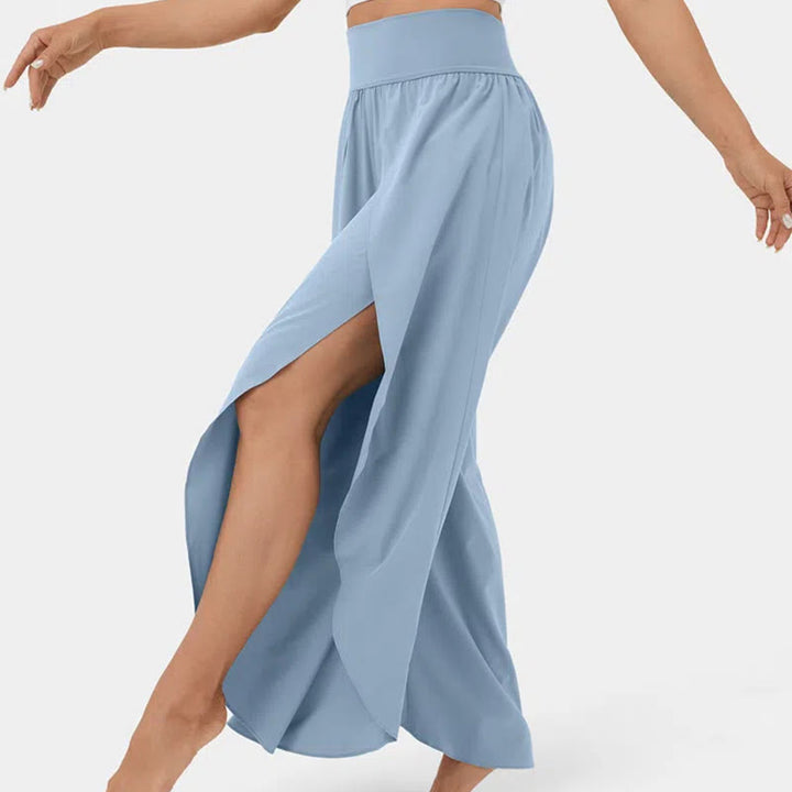 Pantalon de yoga extensible à fentes et coupe ample pour femme Olivenorma