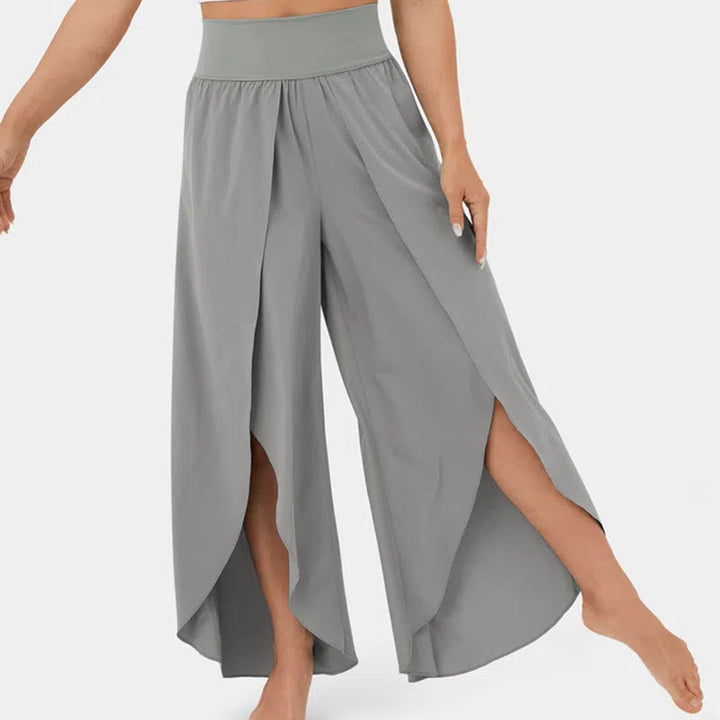 Pantalon de yoga Olivenorma pour femme, coupe ample, fente, jambes évasées, taille élastique, confortable, souple et élégant - Gris - 3XL - image 22