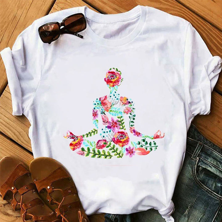 T-shirt Olivenorma Lotus Yoga Méditation Arbre de Vie - Fleurs et méditation - 2XL - image 5
