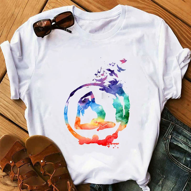T-shirt Olivenorma Lotus Yoga Méditation Arbre de Vie