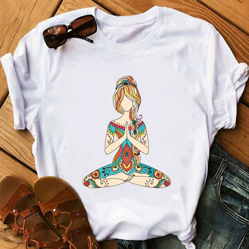 T-shirt Olivenorma Lotus Yoga Méditation Arbre de Vie