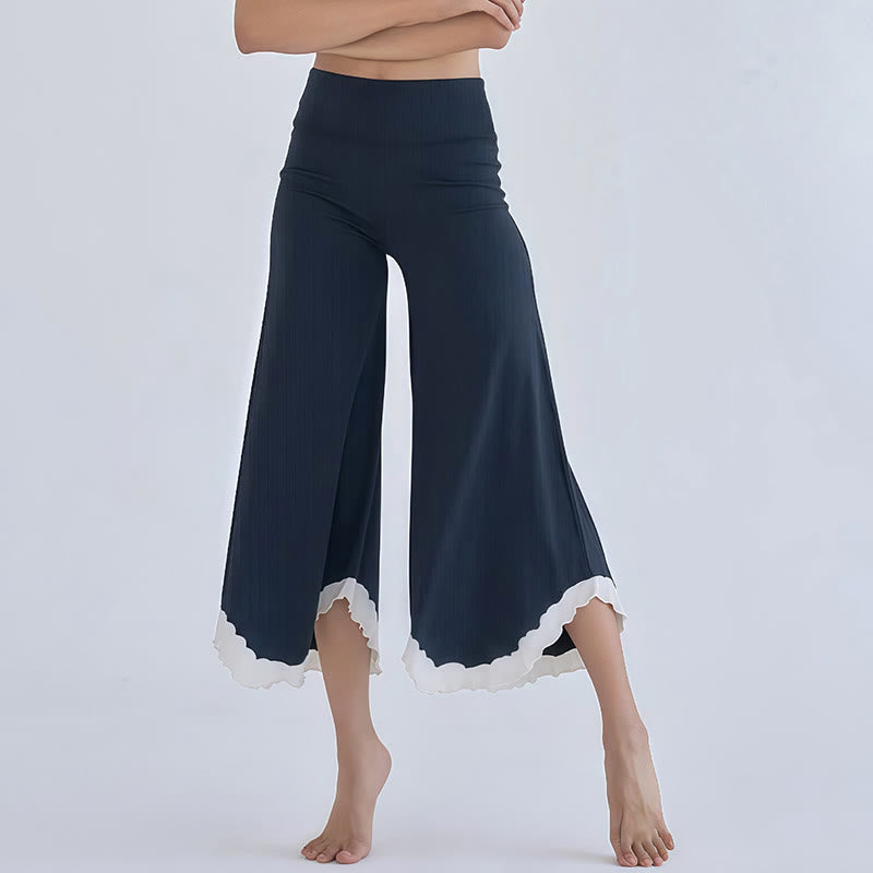 Pantalon court évasé en coton fluide Olivenorma - Bleu marine - L - image 10