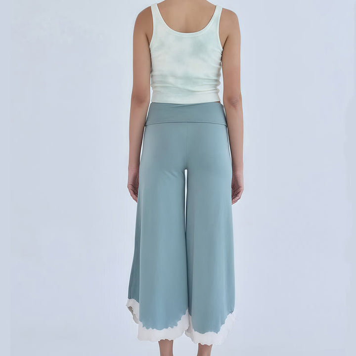 Pantalon court évasé en coton fluide Olivenorma
