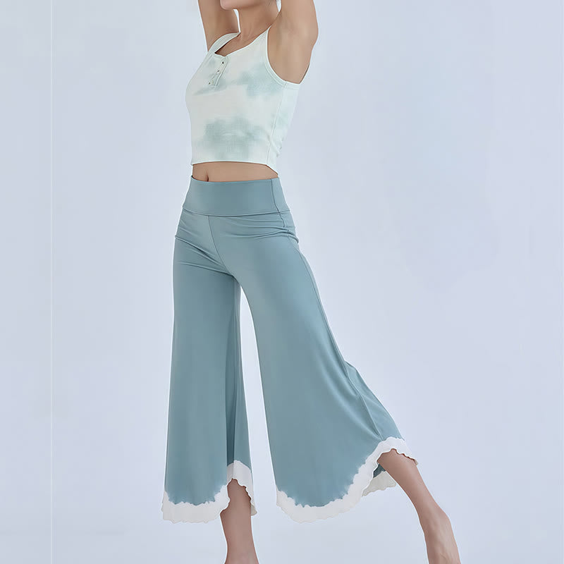 Pantalon court évasé en coton fluide Olivenorma