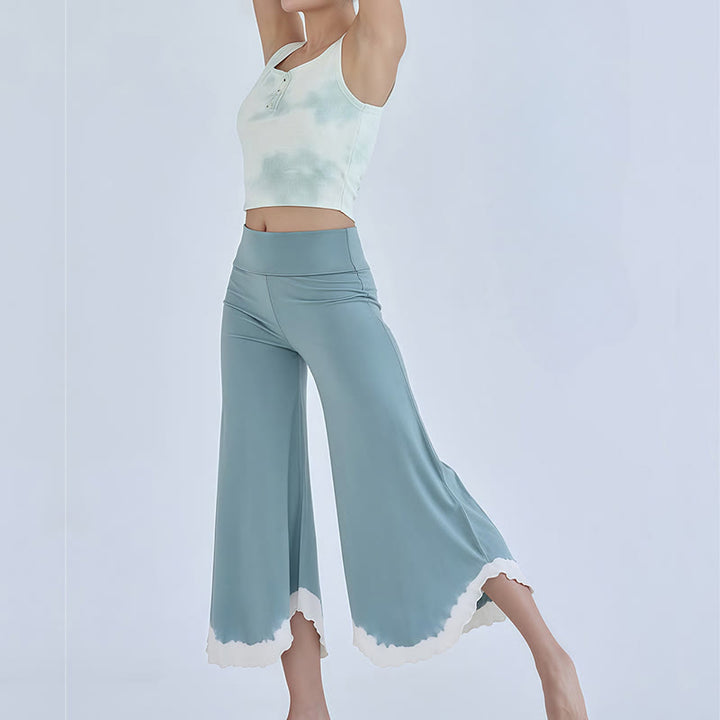 Pantalon court évasé en coton fluide Olivenorma