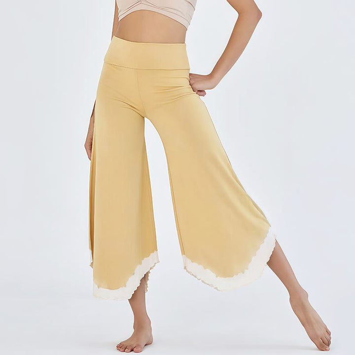 Pantalon court évasé en coton fluide Olivenorma - Jaune - L - image 0