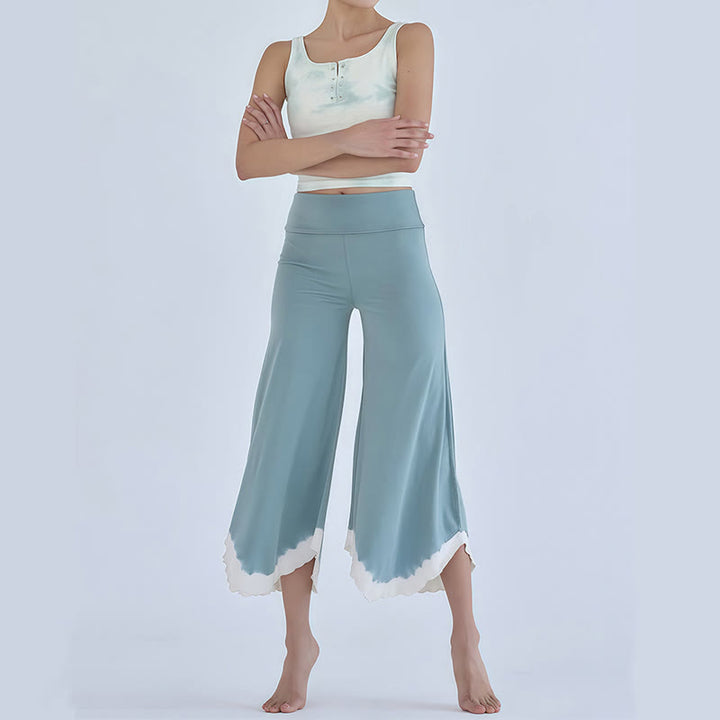 Pantalon court évasé en coton fluide Olivenorma