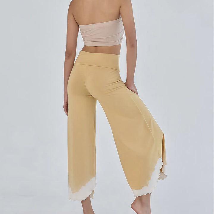 Pantalon court évasé en coton fluide Olivenorma