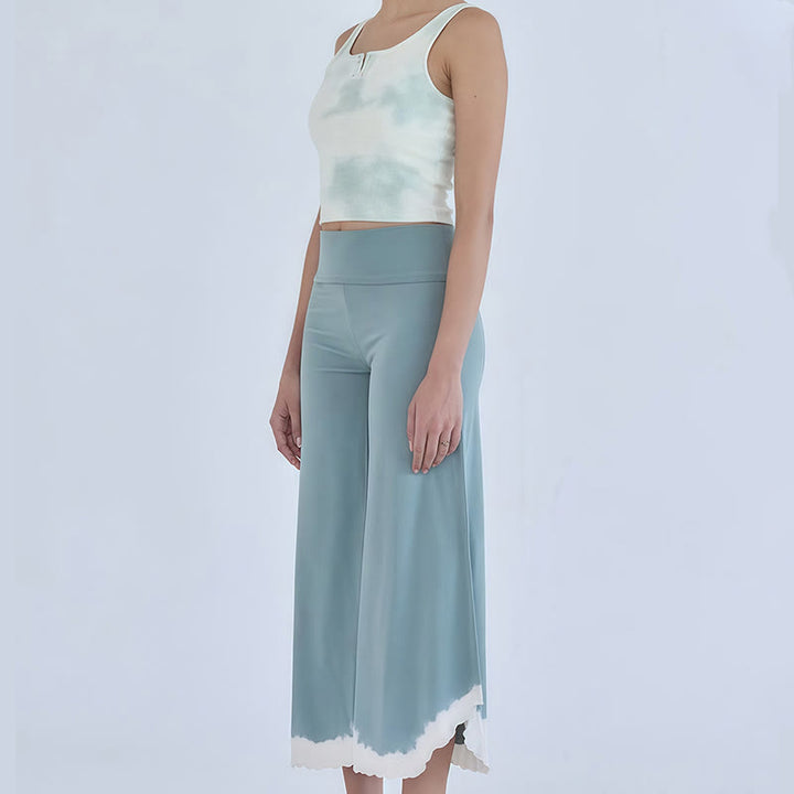 Pantalon court évasé en coton fluide Olivenorma