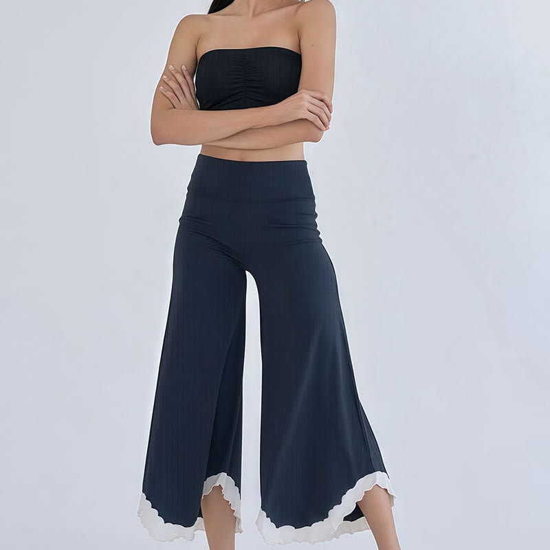Pantalon court évasé en coton fluide Olivenorma