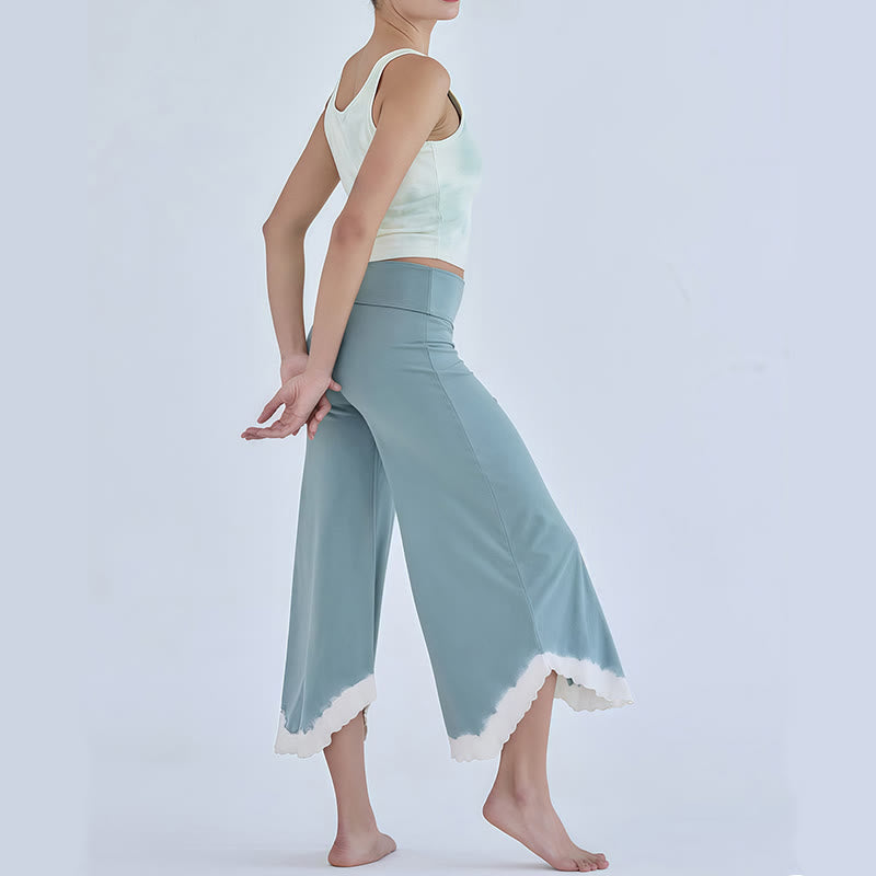 Pantalon court évasé en coton fluide Olivenorma