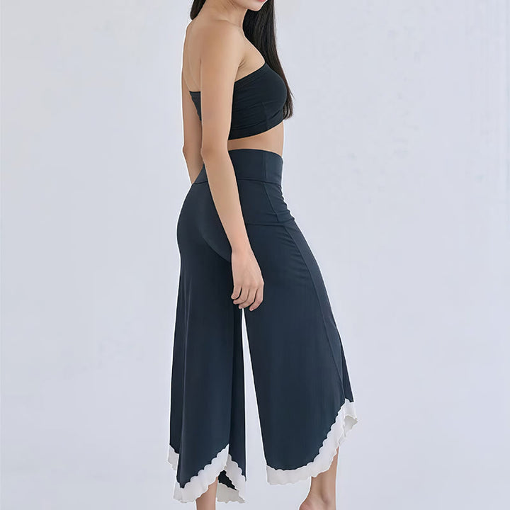Pantalon court évasé en coton fluide Olivenorma
