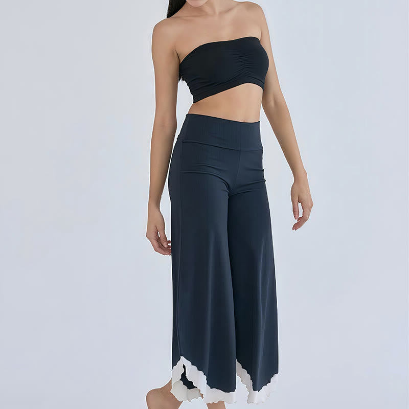 Pantalon court évasé en coton fluide Olivenorma