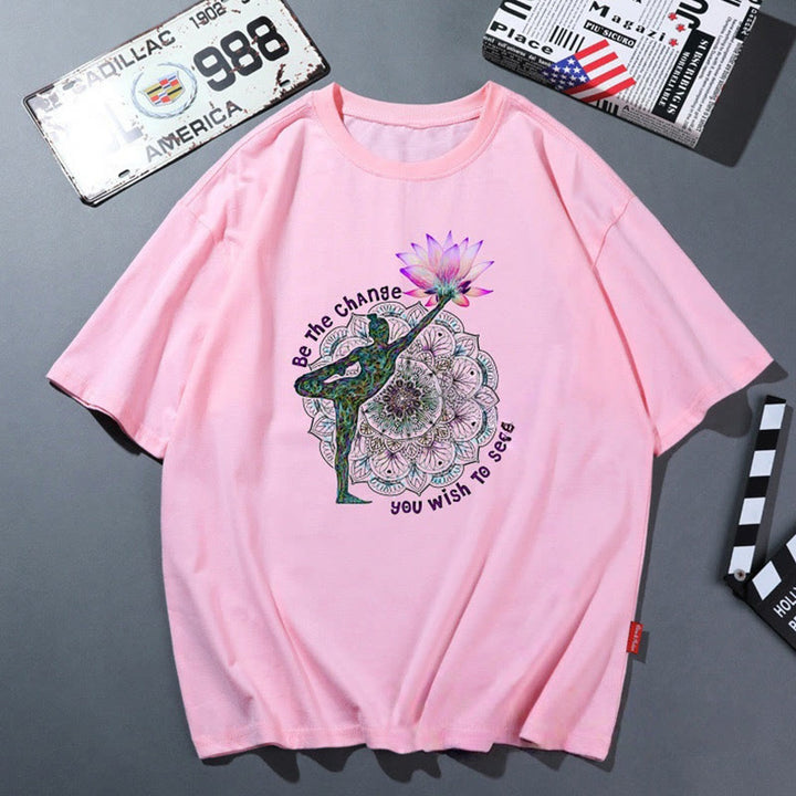 T-shirt de yoga respirant et confortable rose Olivenorma