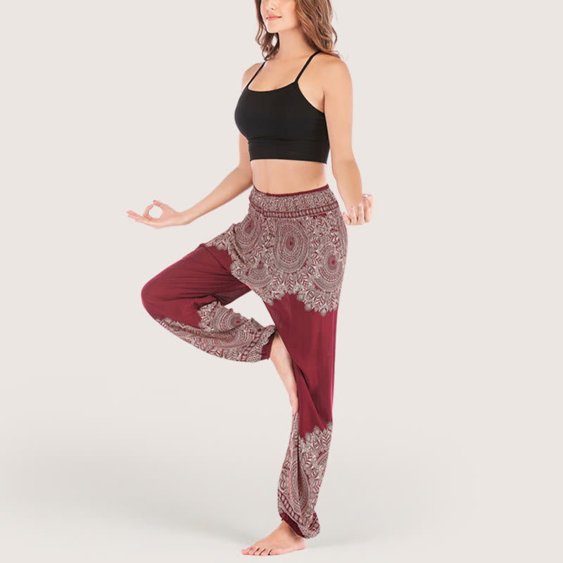 Pantalon de yoga décontracté à revers style bohème Olivenorma