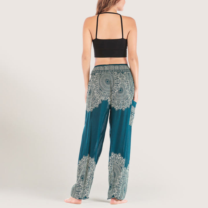 Pantalon de yoga décontracté à revers style bohème Olivenorma
