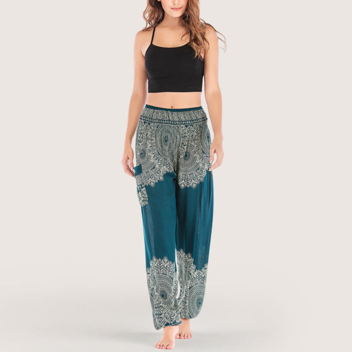 Pantalon de yoga décontracté à revers style bohème Olivenorma
