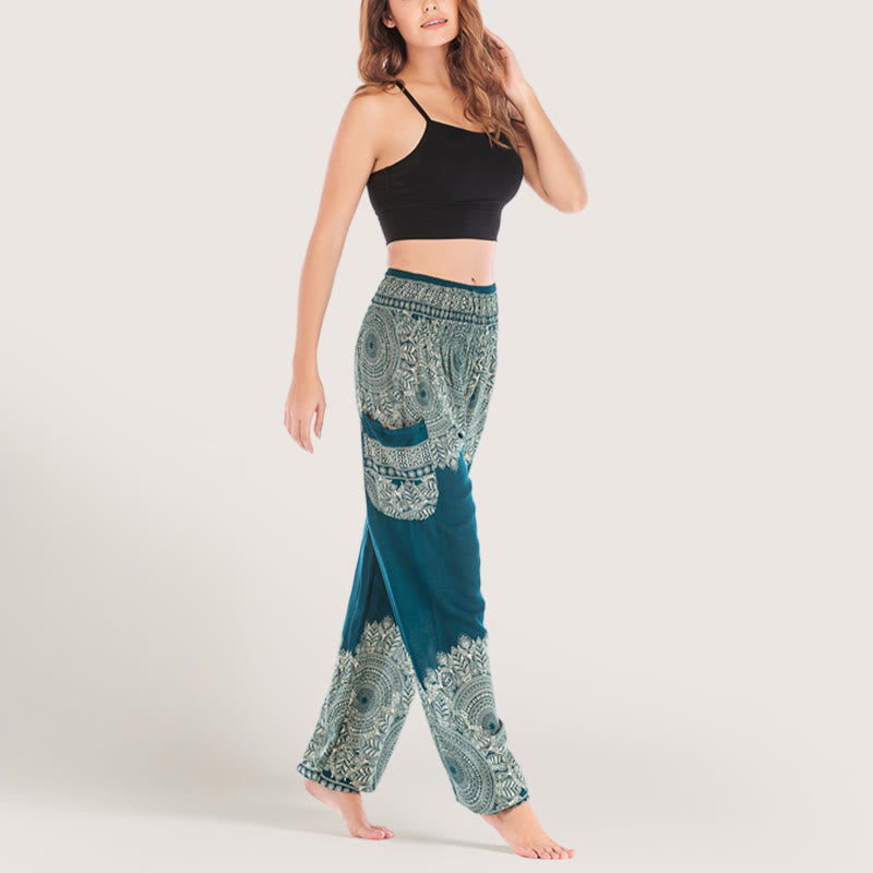 Pantalon de yoga décontracté à revers style bohème Olivenorma