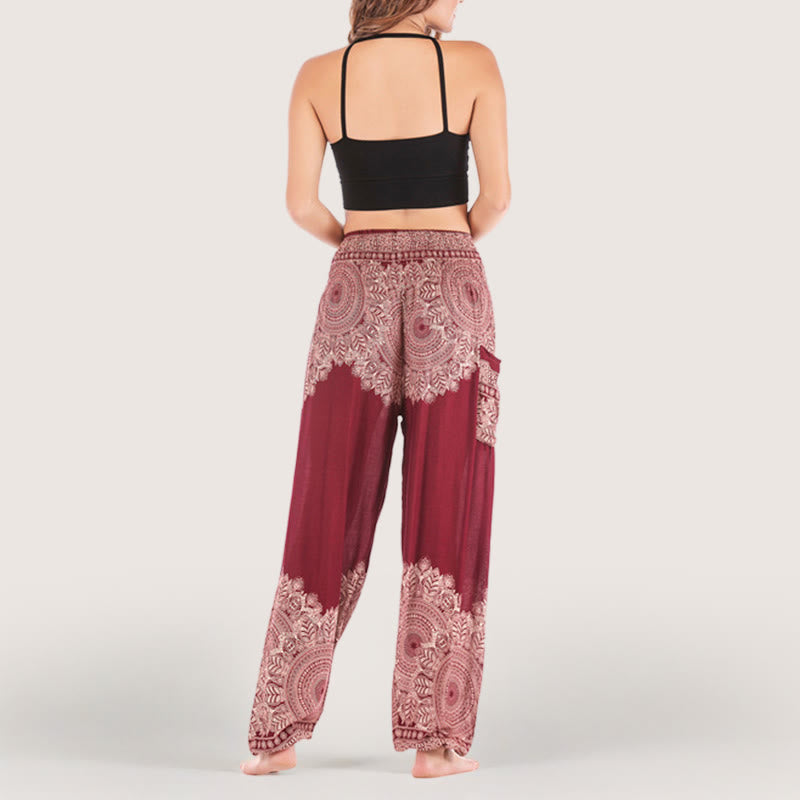 Pantalon de yoga décontracté à revers style bohème Olivenorma