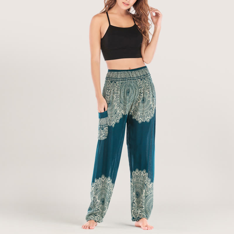 Pantalon de yoga décontracté à revers style bohème Olivenorma