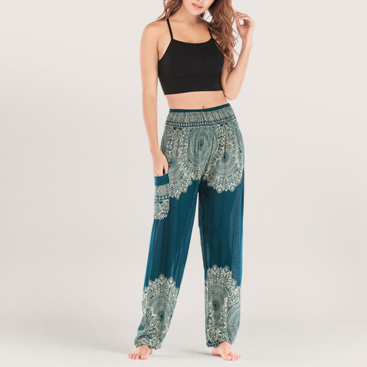 Pantalon de yoga décontracté à revers style bohème Olivenorma