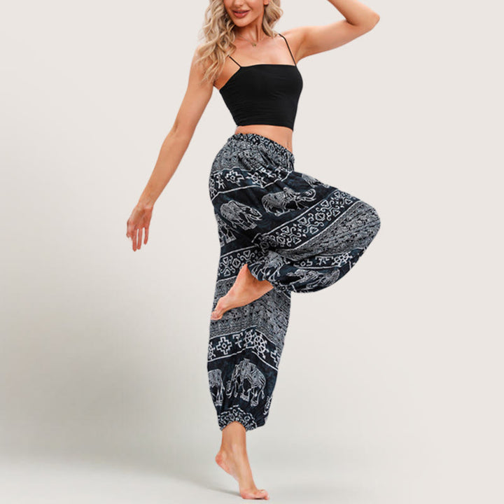 Pantalon bouffant de yoga Olivenorma Boho Elephant