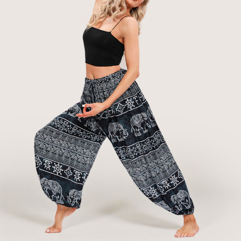 Pantalon bouffant de yoga Olivenorma Boho Elephant