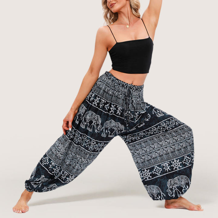 Pantalon bouffant de yoga Olivenorma Boho Elephant