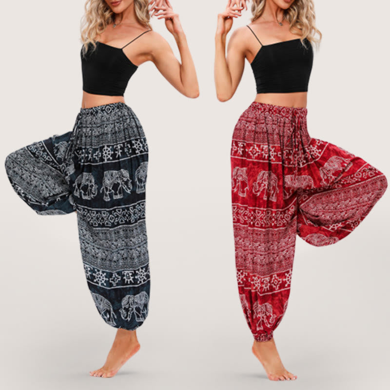 Pantalon bouffant de yoga Olivenorma Boho Elephant
