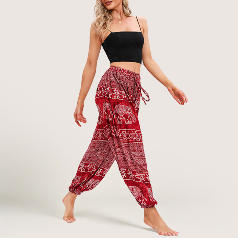 Pantalon bouffant de yoga Olivenorma Boho Elephant