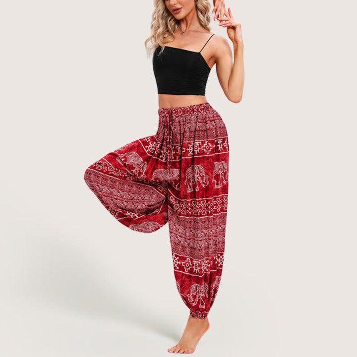 Pantalon bouffant de yoga Olivenorma Boho Elephant